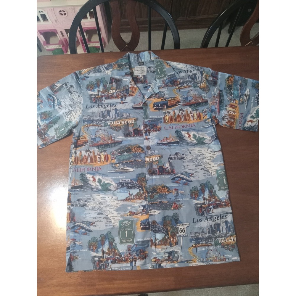 David Carey Hawaiian Shirt‎ California Santa Monica Queen Mary Men's Size Medium